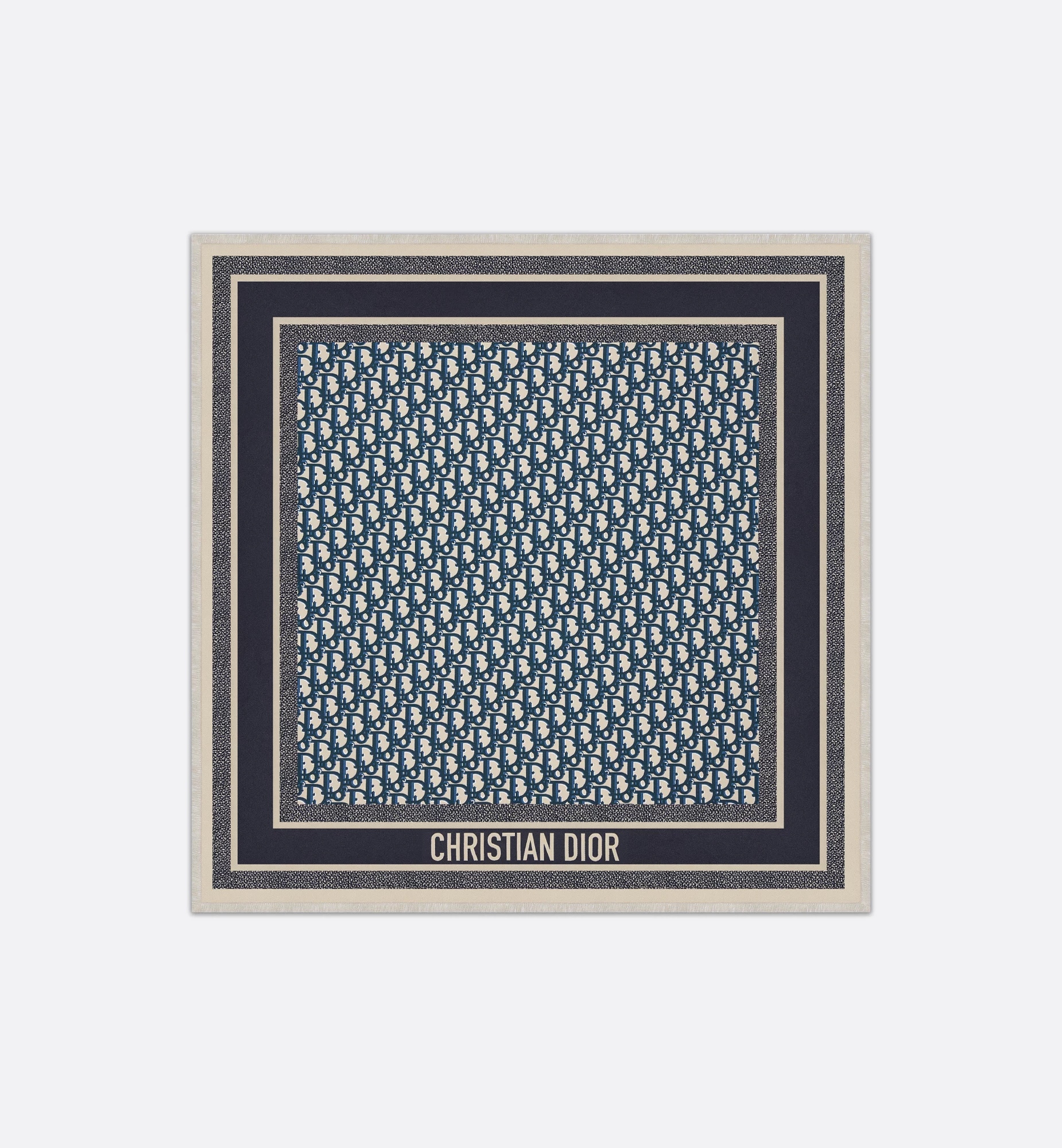 twin方巾  70 厘米海军蓝色桑蚕丝斜纹面料 Oblique 印花 - 图片 3