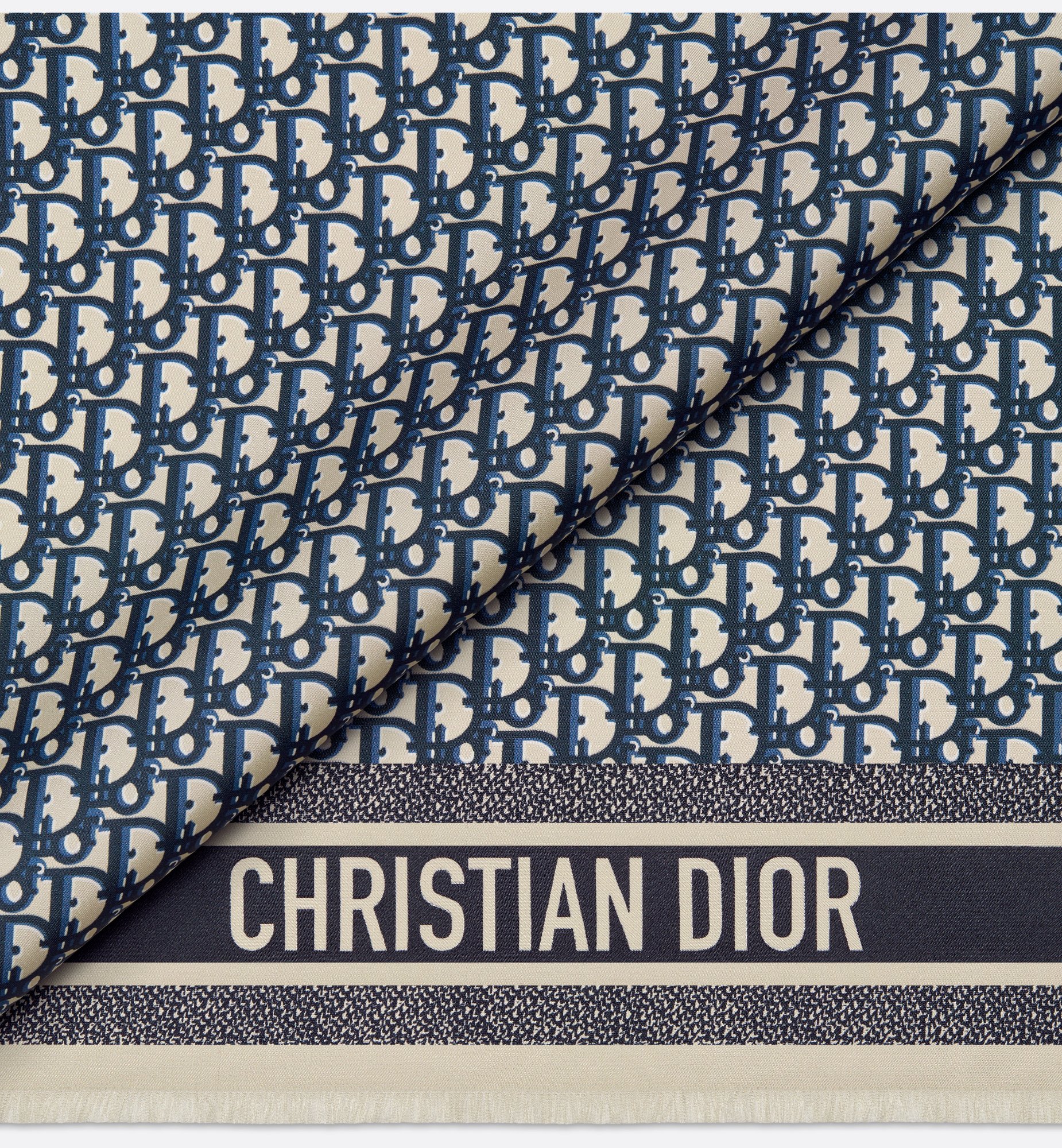 twin方巾  70 厘米海军蓝色桑蚕丝斜纹面料 Oblique 印花 - 图片 4